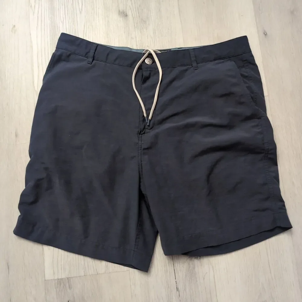 Faherty All Day Shorts Mens 35 Blue Performance Drawstring Stretch Preppy
